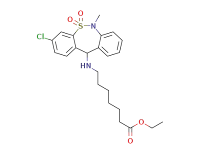 ethyl 7-((3-chloro-6-methyl-5,5-dioxido-6,11-dihydrodibenzo[c,f][1,2]thiazepin-11-yl)amino)heptanoate
